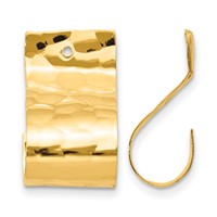 14K Yellow Gold Polished Hammered J-Hoop Earring Jackets view 1