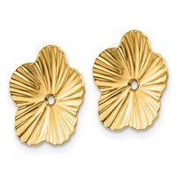 14K Yellow Gold Polished Fancy Floral Earring Jackets view 2