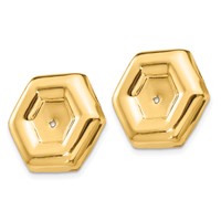 14K Yellow Gold Polished Fancy Hexagon Earring Jackets view 2