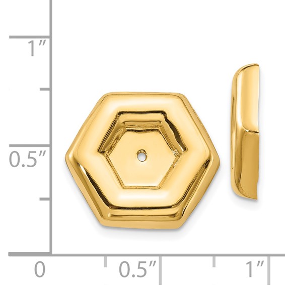 14k Polished Fancy Hexagon Earring Jackets