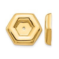 14K Yellow Gold Polished Fancy Hexagon Earring Jackets view 1