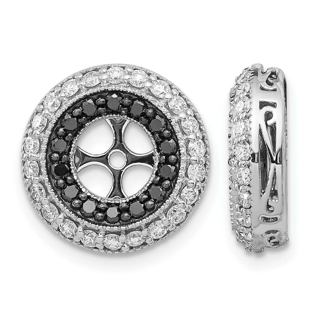 14k White Gold Black and White Diamond Earring Jackets (EJM5296-BK-100-WA)