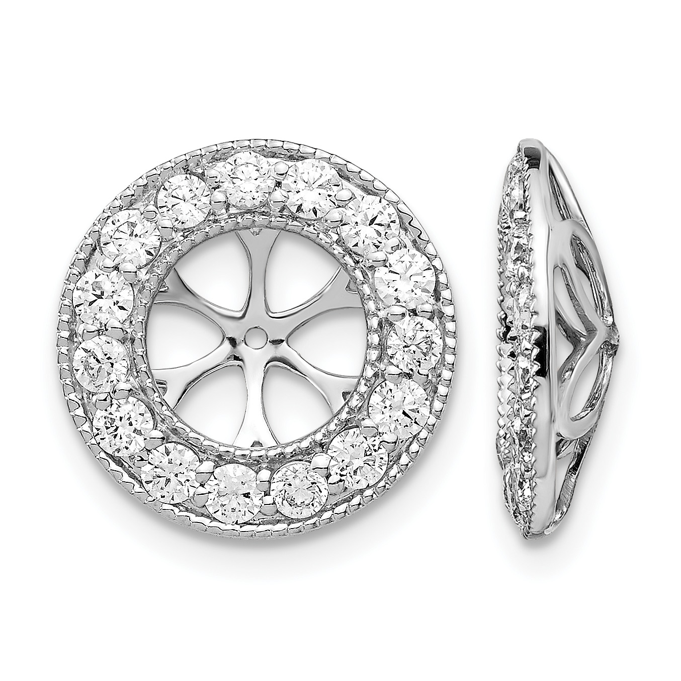 14k White Gold 1 carat Lab Grown Diamond VS/SI+ G+ with 7 mm Earring Jacket (EJM5300-100-WLG)