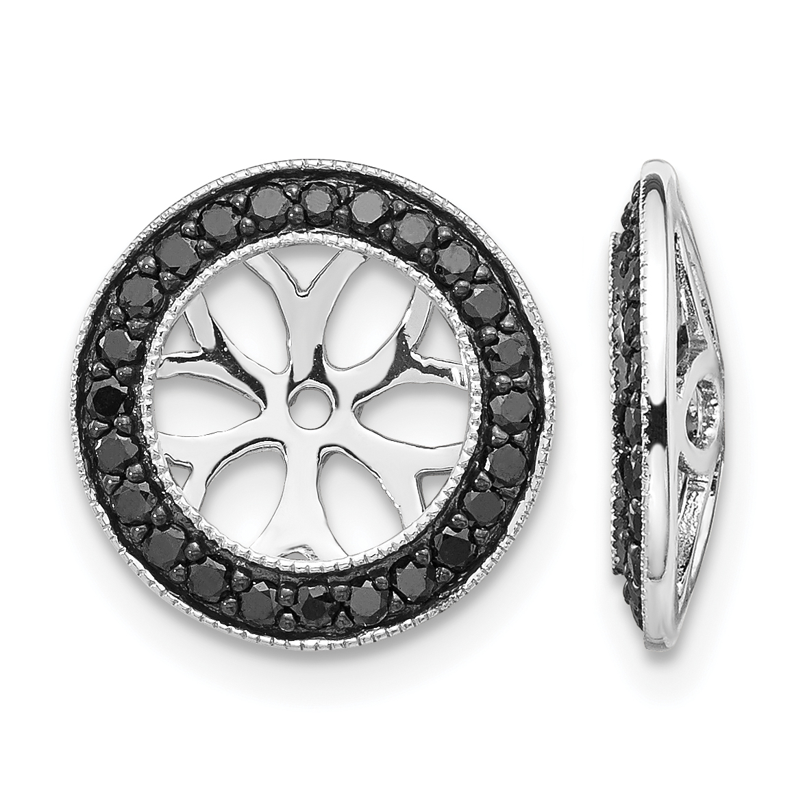 14k White Gold 3/8ct Black Diamond Earring Jackets (EJM5300-BK-040-WA)