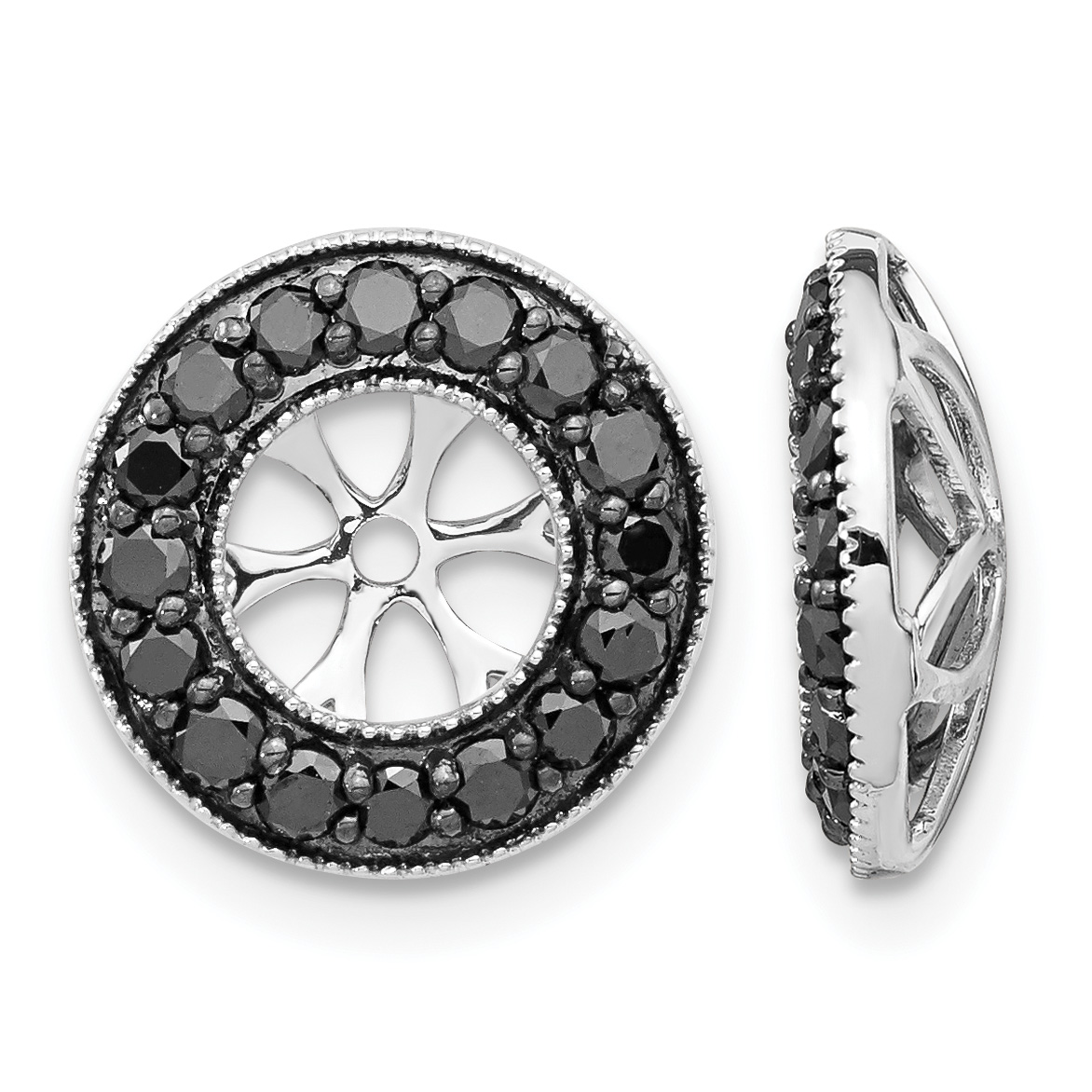 14k White Gold 3/4ct Black Diamond Earring Jackets (EJM5300-BK-075-WA)