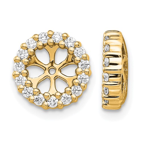 14K Yellow Gold 0.50 Carat Lab Grown Diamond VS SI+ G+ with 5.25 Mm Opening Complete Earring Jackets