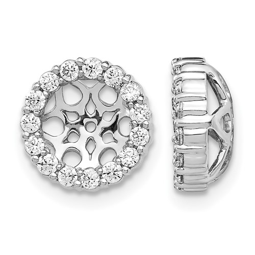 14K White Gold 0.50 Carat Lab Grown Diamond VS SI+ G+ with 6.5 Mm Opening Complete Earring Jackets