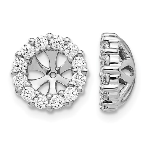 14K White Gold 0.75 Carat Lab Grown Diamond VS SI+ G+ for 5.25 Mm Complete Earring Jackets