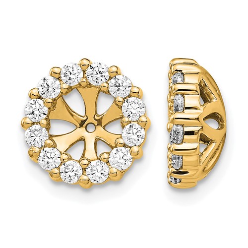 14K Yellow Gold 0.75 Carat Lab Grown Diamond VS SI+ G+ for 5.25 Mm Complete Earring Jackets