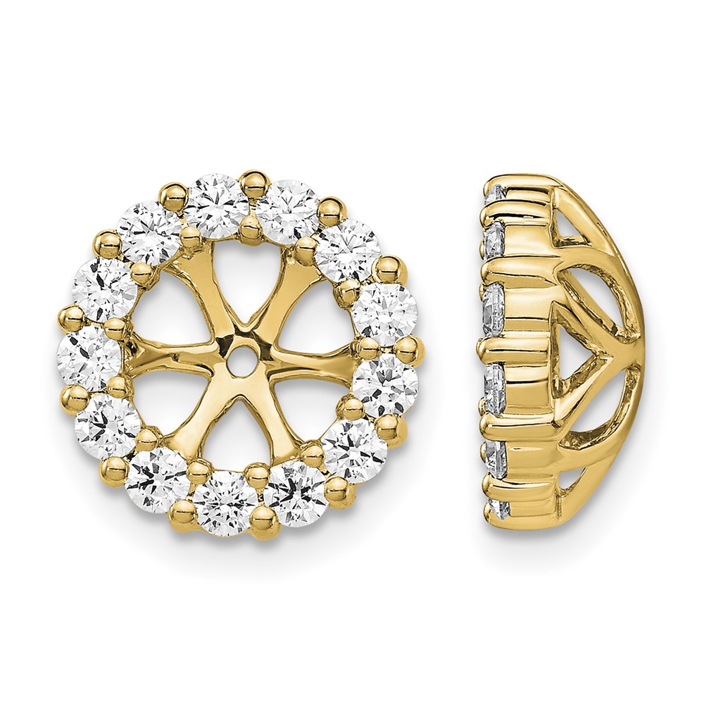 14K Yellow Gold 1 Carat Lab Grown Diamond VS SI+ G+ for 6.5 Mm Complete Earring Jackets