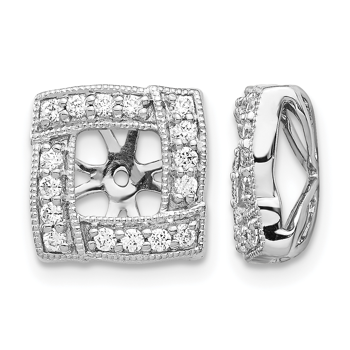 14k White Gold Diamond Square Earring Jackets (EJM5312-033-WA)