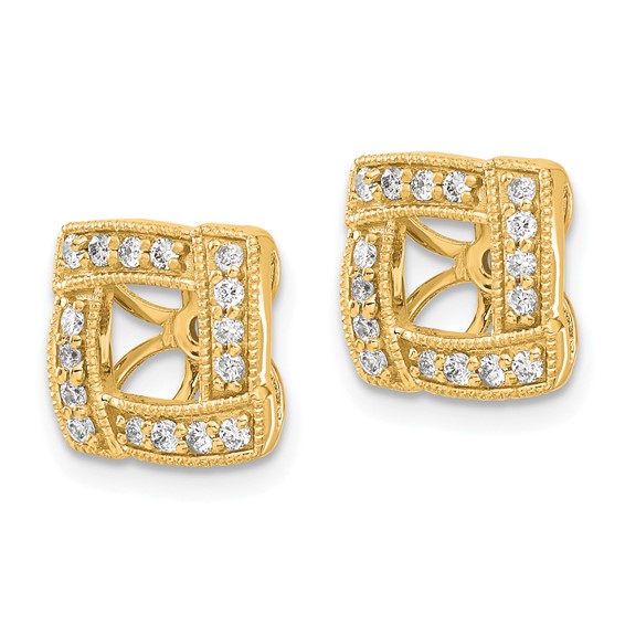 14k Yellow Gold Diamond Square Earring Jackets