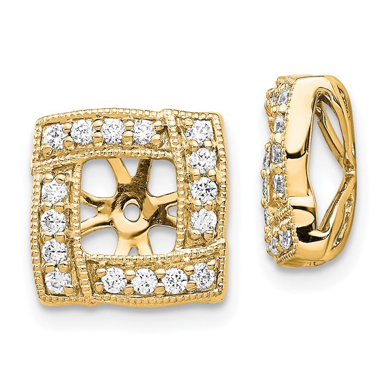 14k Yellow Gold Diamond Square Earring Jackets