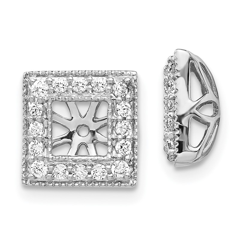 14k White Gold 1/3 carat Lab Grown Diamond VS/SI+ G+ with 4 mm Earring Jacket
