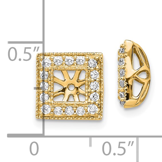 14k Yellow Gold Diamond Square Jacket Earrings