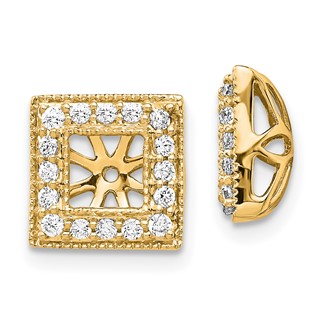 14k Yellow Gold Diamond Square Jacket Earrings