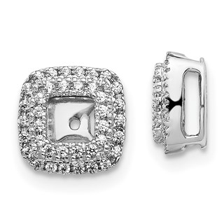 14k White Gold 1/4 carat Diamond Square Earring Jackets