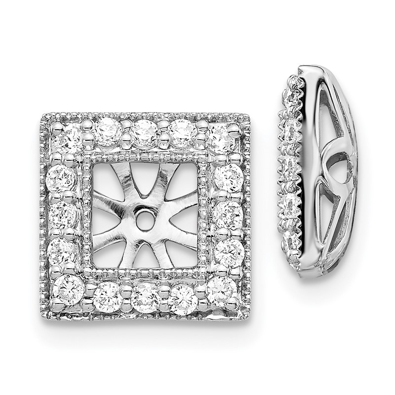 14k White Gold 1/2 carat Lab Grown Diamond VS/SI+ G+ with 4.75 mm Earring Jacket