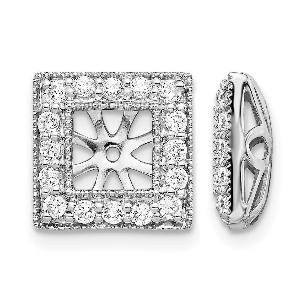 14k White Gold Diamond Square Jacket Earrings (EJM5315-050-WA)