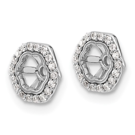 14k White Gold Hexagon 1/6 carat Diamond Earring Jackets