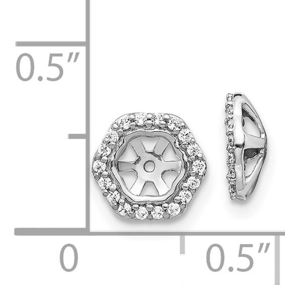14k White Gold Hexagon 1/6 carat Diamond Earring Jackets