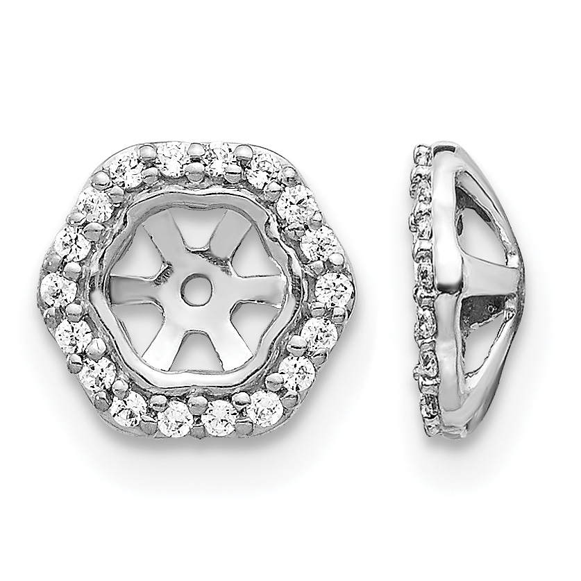 14k White Gold Hexagon Diamond Earring Jackets (EJM5316-016-WA)
