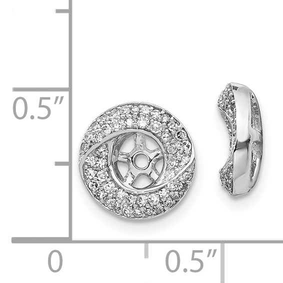 14k White Gold 3/8 carat Diamond Round Earring Jackets