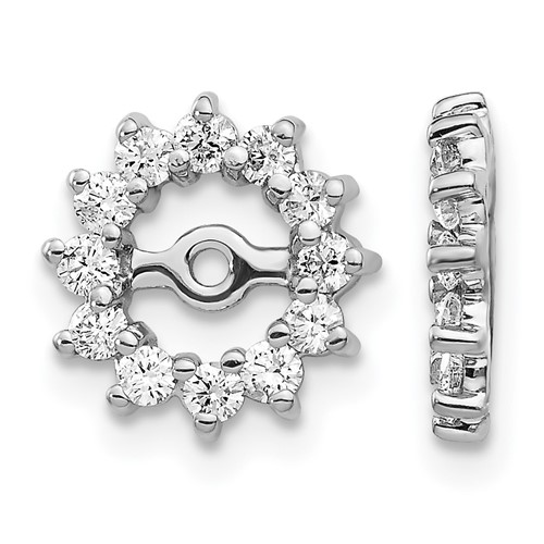 14K White Gold 0.50 Carat Lab Grown Diamond VS SI+ G+ with 5 Mm Opening Earring Jacket