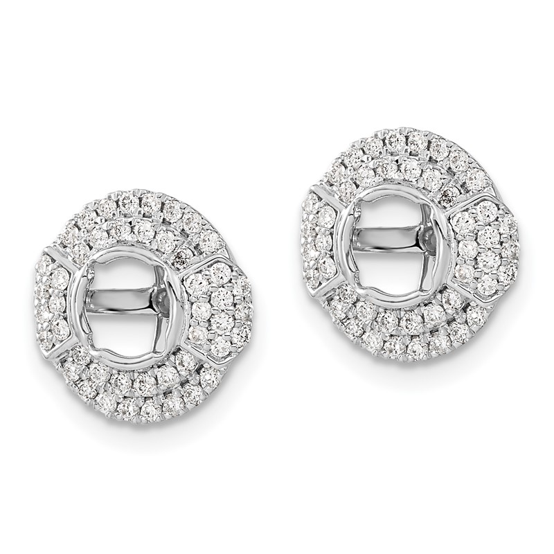 14k White Gold 1/2 carat Lab Grown Diamond VS/SI+ G+ with 4.5 mm Round Earring Jacket
