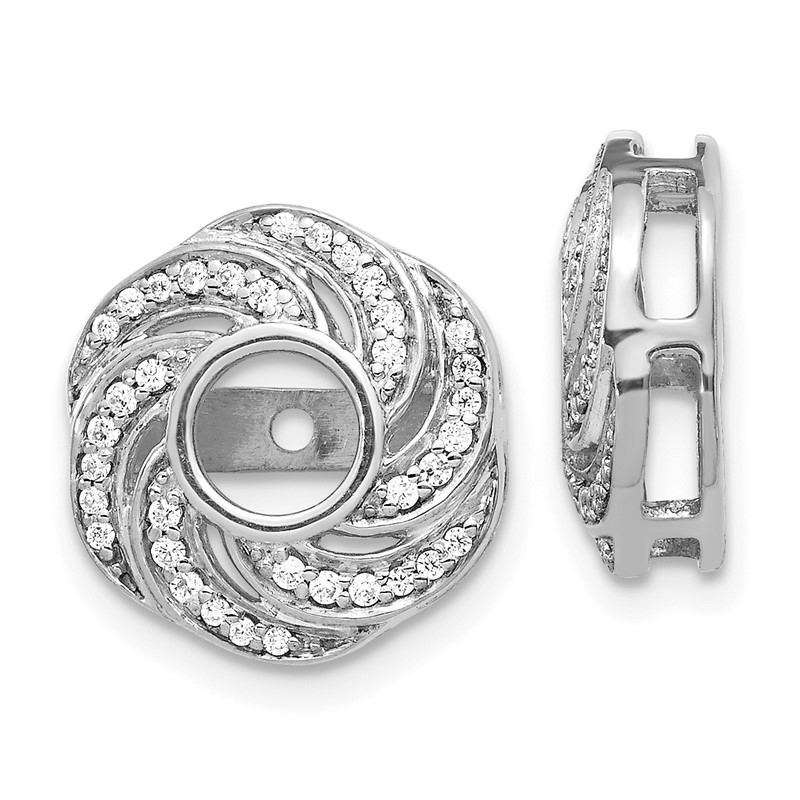 14k White Gold 1/4 carat Lab Grown Diamond VS/SI+ G+ with 4.5 mm Swirl Earring Jacket