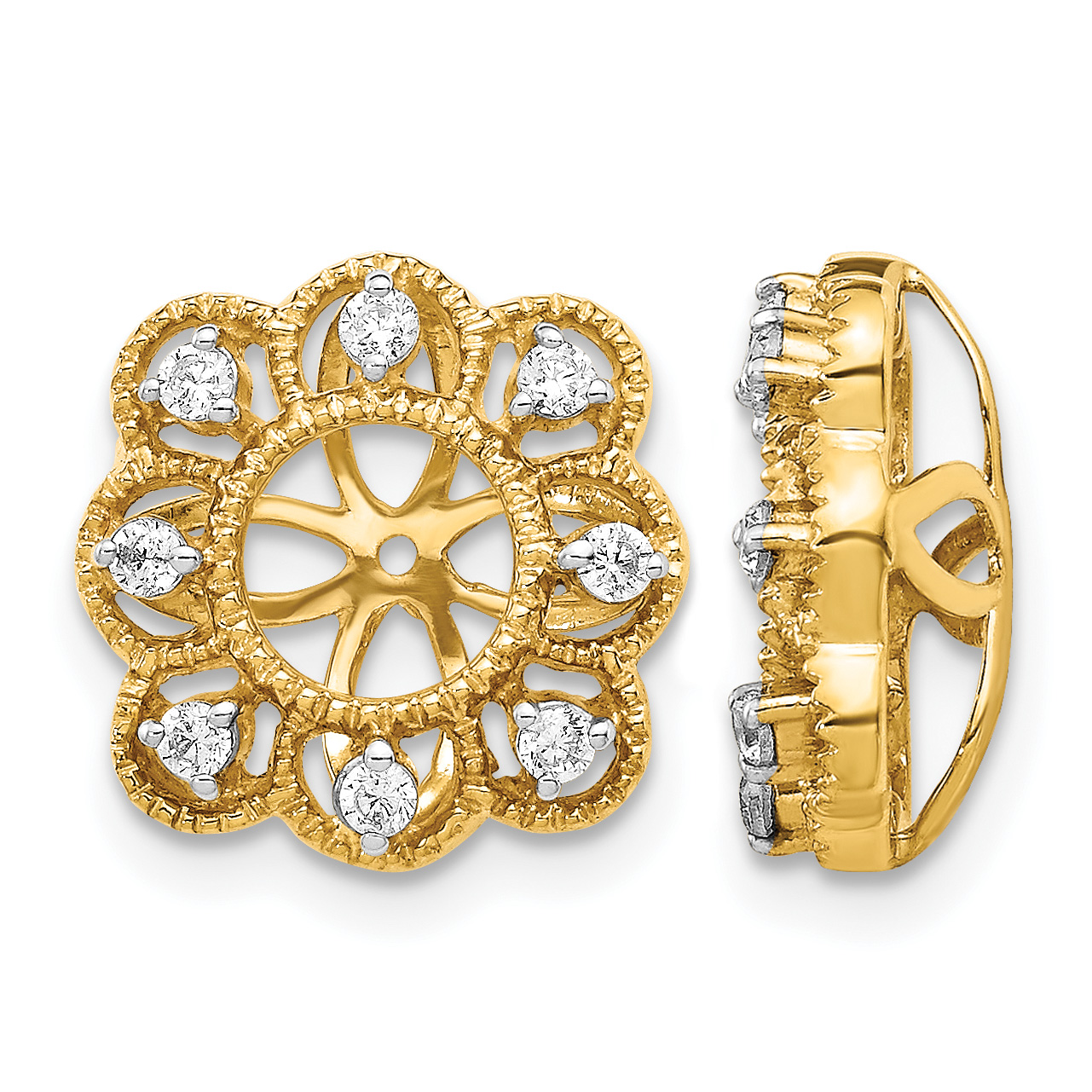 14k 1/4 carat Lab Grown Diamond VS/SI+ G+ with 4.4 mm Earring Jacket (EJM5329-025-YLG)