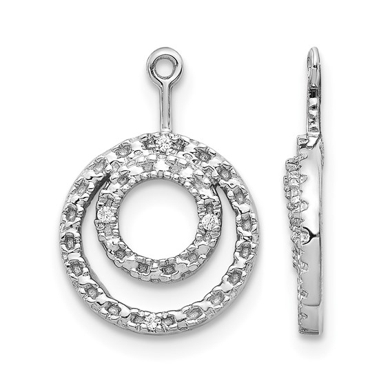 10k White Gold Double Circle Diamond Earring Jackets