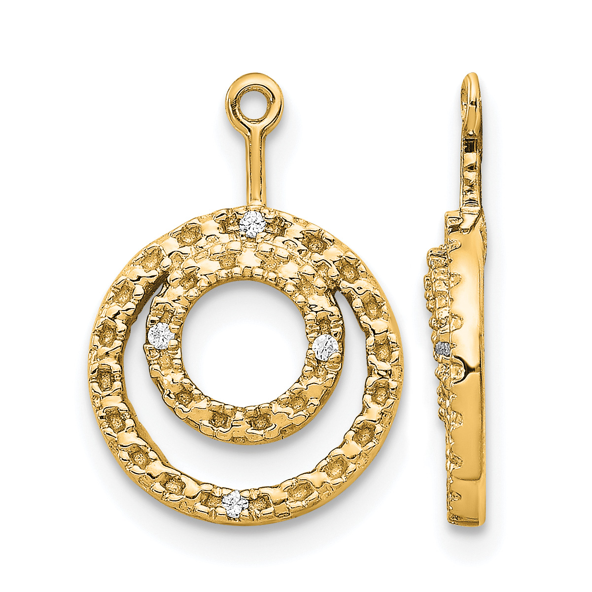 14k Double Circle Diamond Earring Jackets (EJM5333-003-YA)