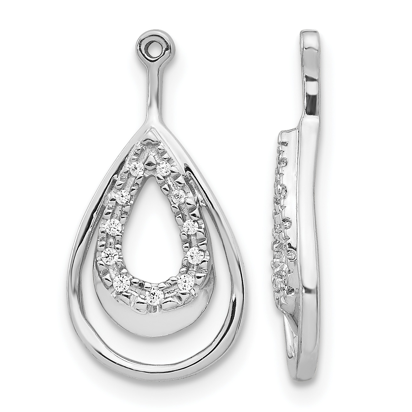 14k White Gold 1/15 carat Lab Grown Diamond VS/SI+ G+ Teardrop Earring Jackets (EJM5335-008-WLG)