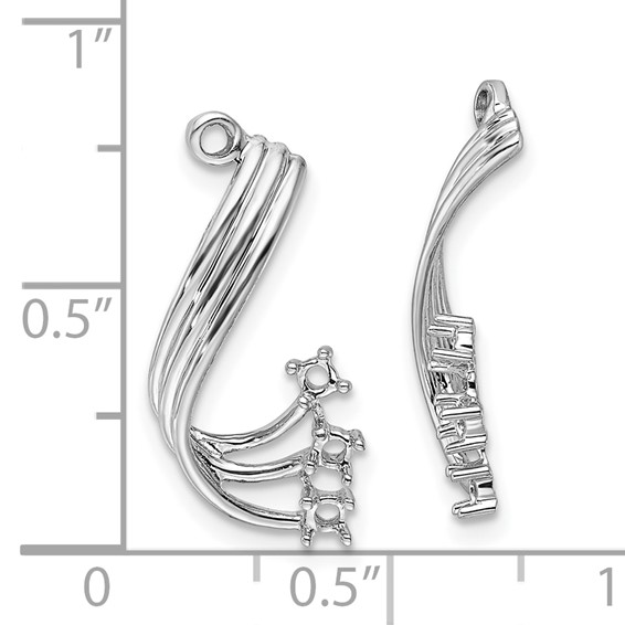 14k White Gold Fancy Twist Diamond Earring Jacket Mountings