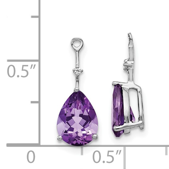 14k White Gold Diamond and 8x6 Pear Amethyst Earring Jackets