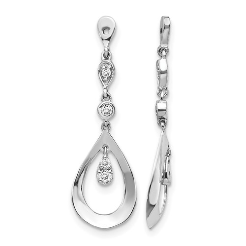 14K White Gold 0.12 Carat Lab Grown Diamond VS SI+ G+ Teardrop Dangle Earring Jackets