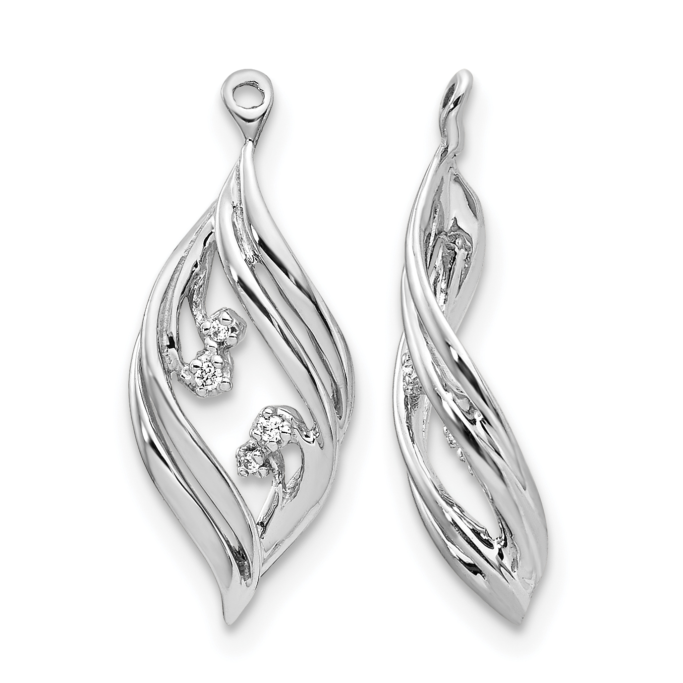 14k White Gold .03 carat Lab Grown Diamond VS/SI+ G+ Twisted Earring Jackets (EJM5346-003-WLG)