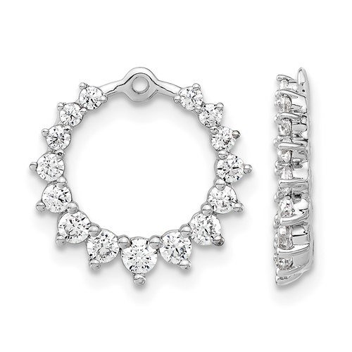 14K White Gold 1.50 Carat Lab Grown Diamond VS SI+ G+ Circle Earring Jackets