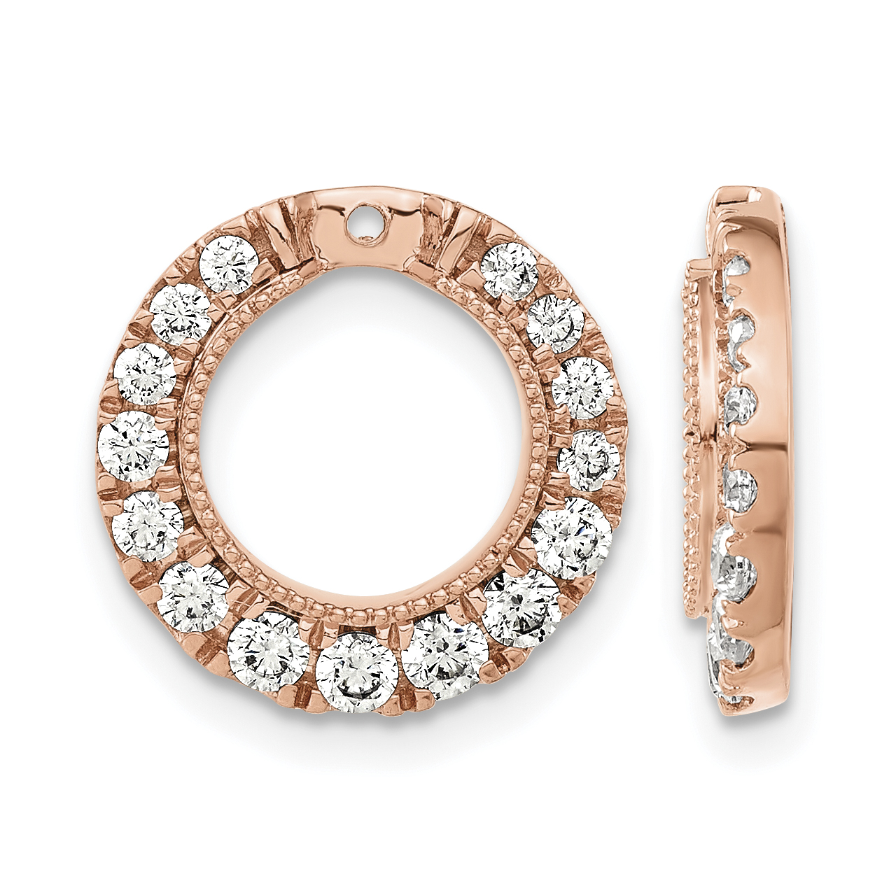 14k Rose Gold 1 1/2 carat Lab Grown Diamond VS/SI+ G+ Circle Earring Jackets (EJM9642-151-RLG)