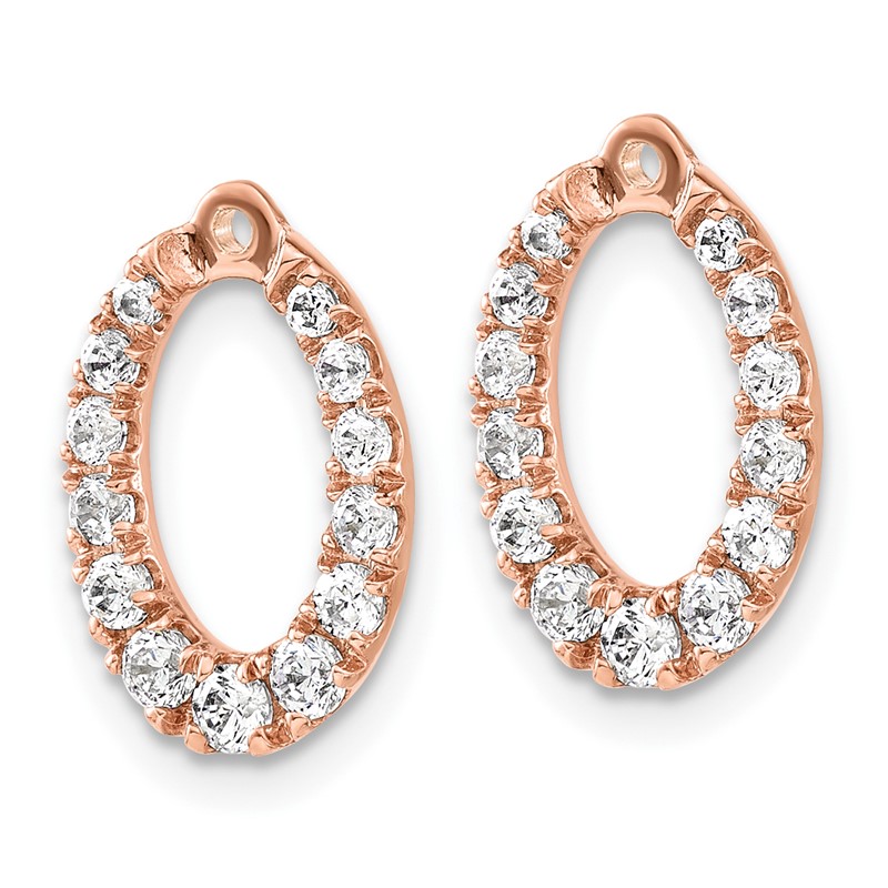 14k Rose Gold 1 1/3 carat Lab Grown Diamond VS/SI+ G+ Oval Earring Jackets