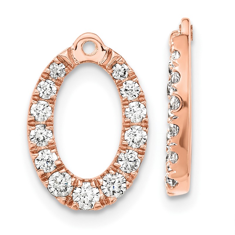 14k Rose Gold 1 1/3 carat Lab Grown Diamond VS/SI+ G+ Oval Earring Jackets