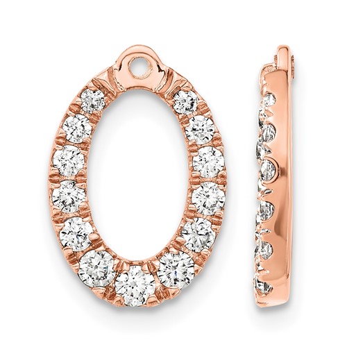 14K Rose Gold 1.33 Carat Lab Grown Diamond VS SI+ G+ Oval Earring Jackets