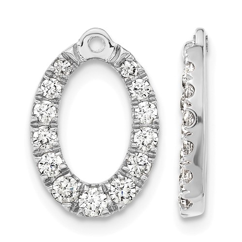 14K White Gold 1.33 Carat Lab Grown Diamond VS SI+ G+ Oval Earring Jackets