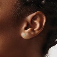 True Origin 14K Yellow Gold 0.50 Carat Lab Grown Diamond VS+ F+ Complete Three Stone Post Stud Earrings view 3