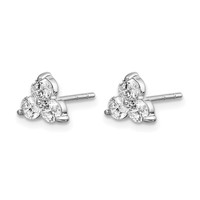 True Origin 14K White Gold 0.75 Carat Lab Grown Diamond VS+ F+ Complete Three Stone Post Stud Earrings view 2