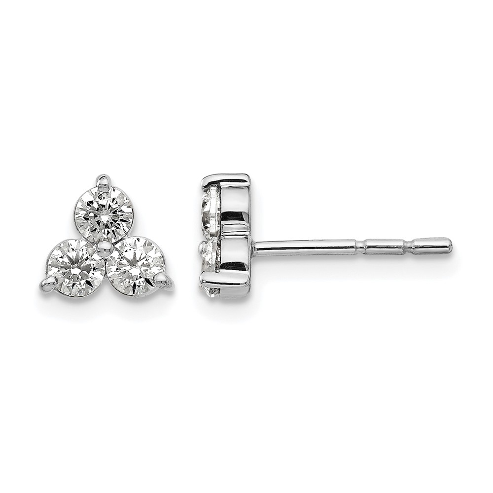 True Origin 14k White Gold 3/4 carat Lab Grown Diamond VS DEF Three Stone Post Stud Earrings (EM1000-075-WLD)