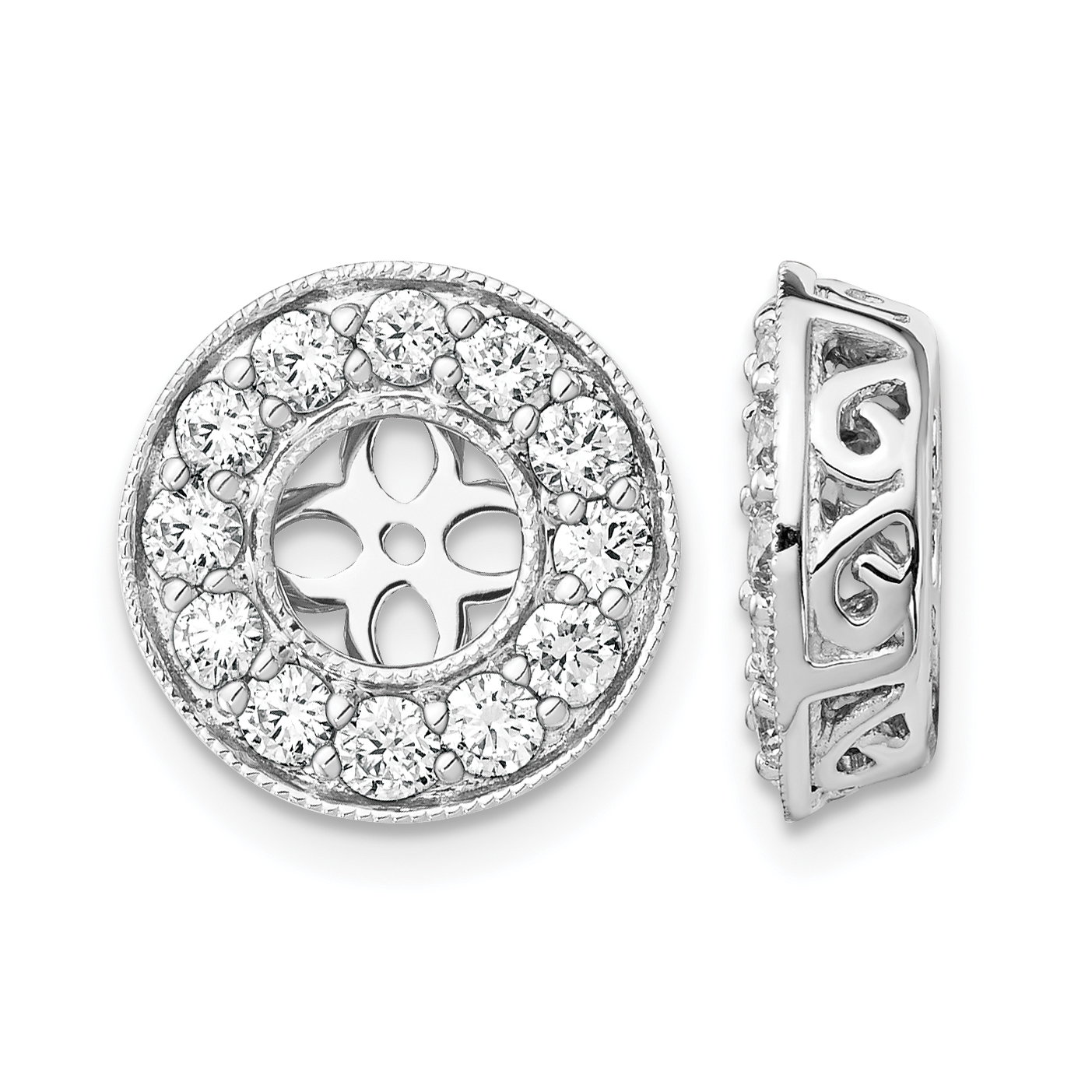 True Origin 14K White Gold 1 carat Lab Grown Diamond VS  D E F  for 5-5.5mm Studs Earring Jackets (EM1001-100-WLD)