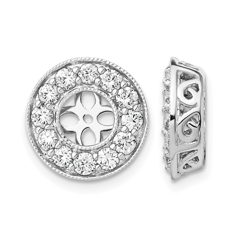 True Origin 14K White Gold 1 carat Lab Grown Diamond VS  D E F  for 5-5.5mm Studs Earring Jackets (EM1001-100-WLD)