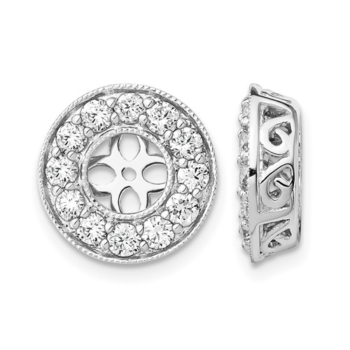 True Origin 14K White Gold 1 Carat Lab Grown Diamond VS+ F+ for 5-5.5mm Studs Complete Earring Jackets